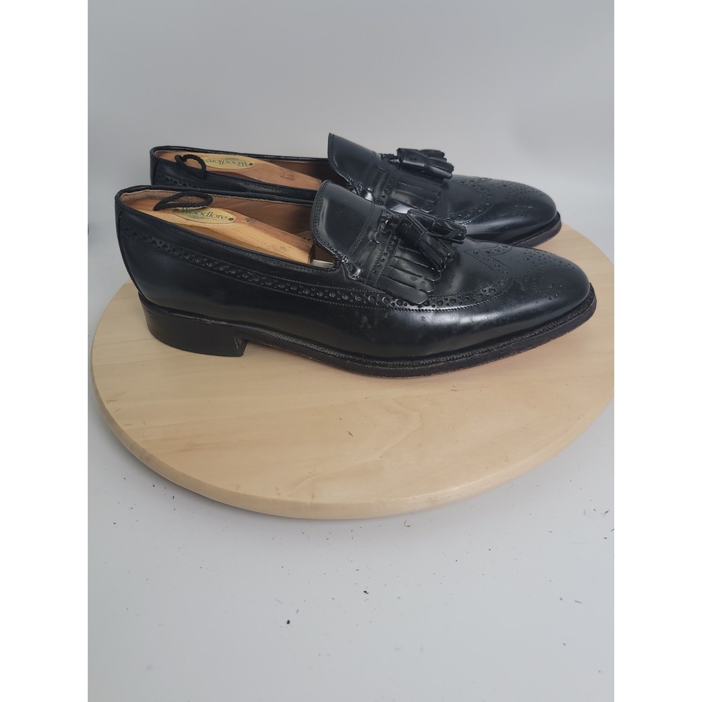 Johnston & Murphy 24-93310 Black Wingtip Kiltie Tassel Loafers Size 10.5 D/B